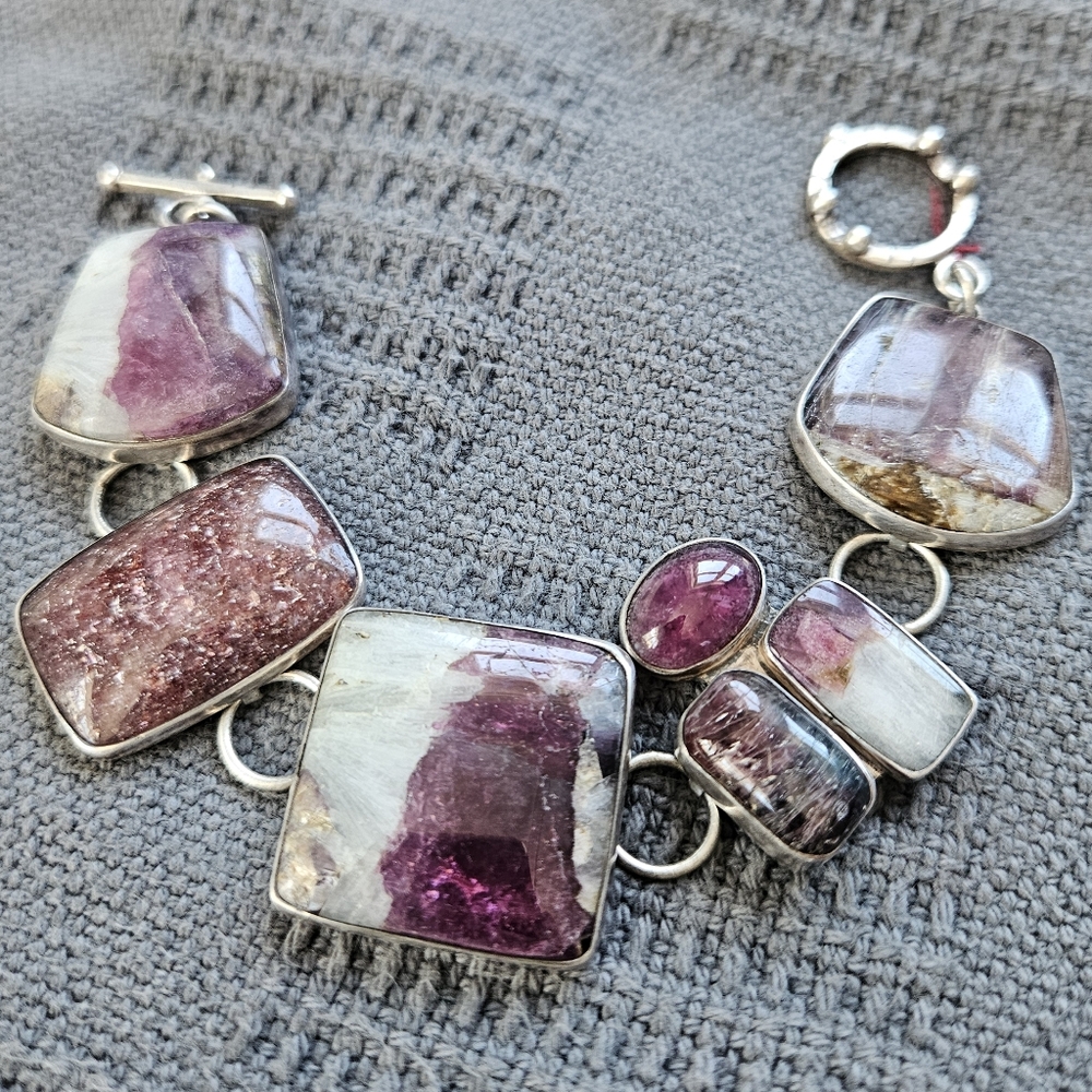 Charles Albert Tourmaline and Sterling Silver Gemstone Bracelet